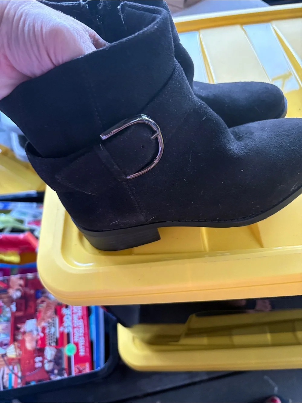 Steve Madden Black Kids Suede Ankle Boots with Side Buckle